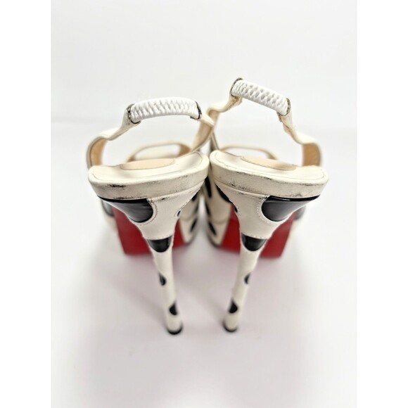 Christian Louboutin Polka Dot Peep Toe Platform Slingback Heels Patent Y2K Sz 36 - Picture 11 of 16